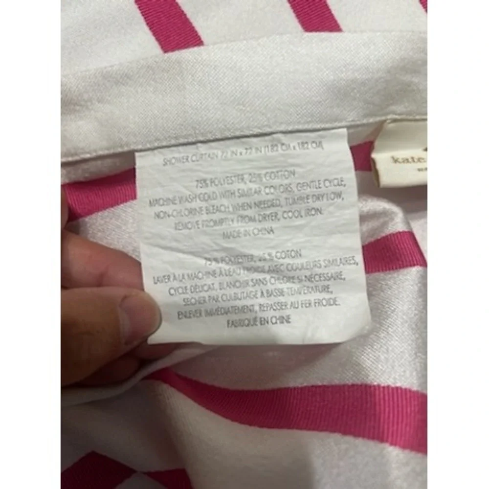 Kate Spade New York Pink White Striped Fabric Shower Curtain 72 x 72
